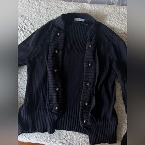 Navy Blue Mango knitted cardigan | Blue knit cardigan